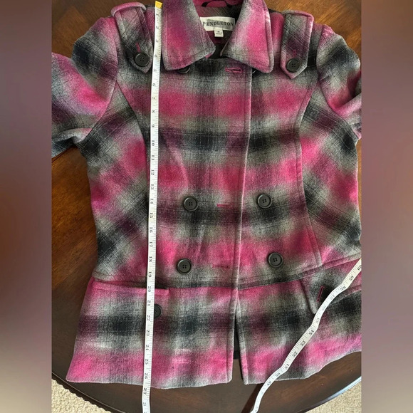 Pendleton Women’s PinkGrey Plaid Wool Blend Double Breasted Button Jacket Medium - Picture 5 of 11